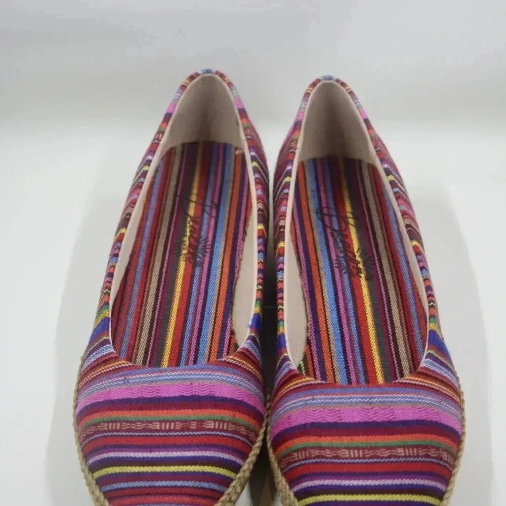 Beacon Women's Multicolor Mexican Aztec Slip-On Espadrilles Wedge Heels 7.5N